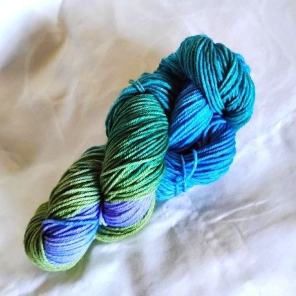 Sport wool yarn ~ green, blue, purple & teal ~ 1 x 3.5oz